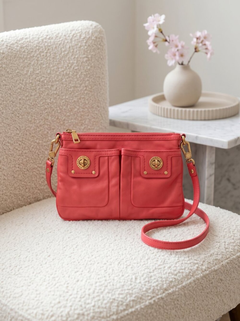 Vintage Marc by Marc Jacobs Pink Leather Crossbody Mini Bag Gold-Tone Hardware